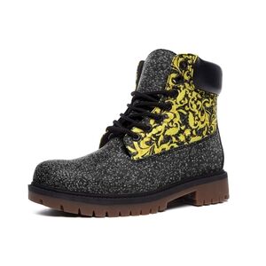 Yellow and Black High-Top Boots with Durable Construction
